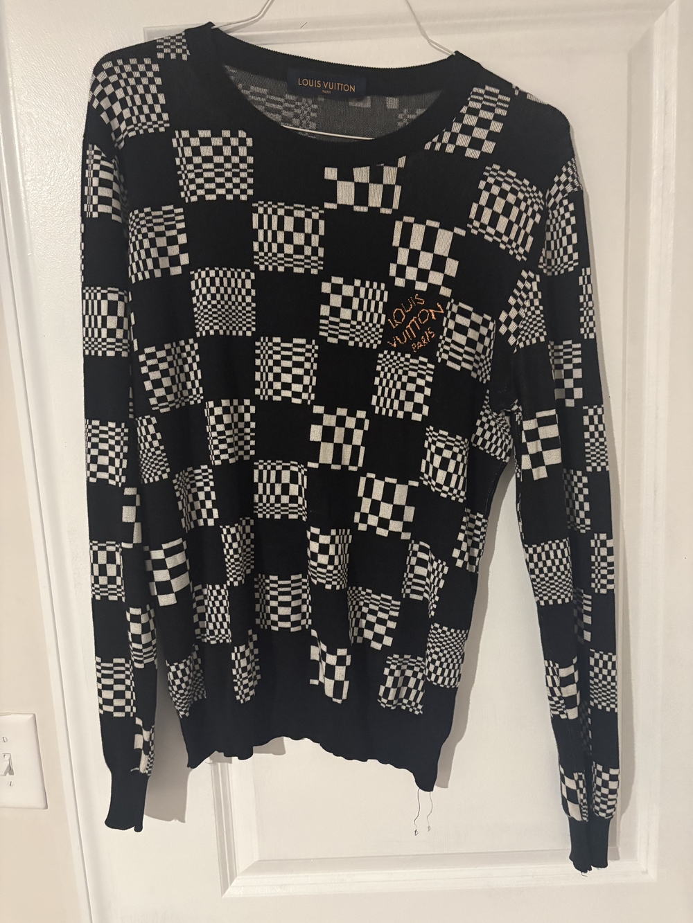 Louis Vuitton Black & White Checkerboard Sweater